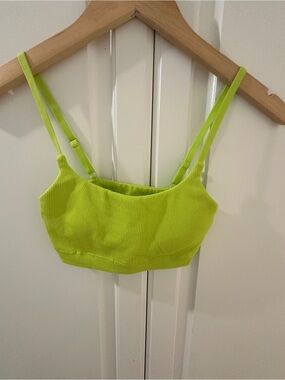 aerie Neon Lime Ribbed Adjustable-Strap Crop Top